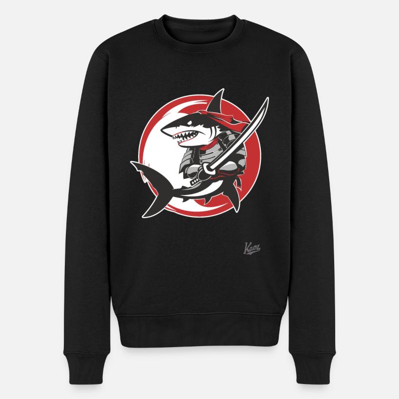 Samurai-Katana-Hai - Männer Premium Bio Pullover - Schwarz