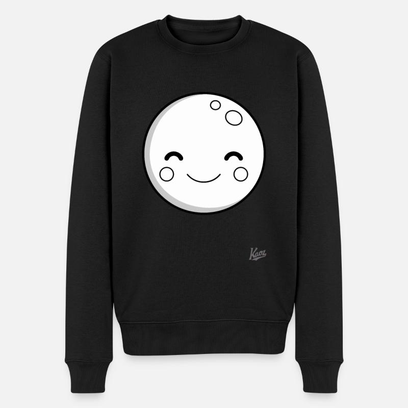 Süßer lächelnder Mond: Traumhafte Nächte - Männer Premium Bio Pullover - Schwarz