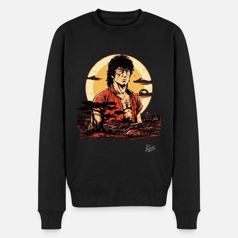 Japanischer Action-Held: Kampfkunst-Meister - Männer Premium Bio Pullover - Schwarz