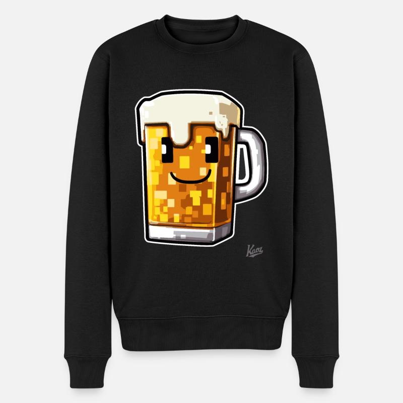 Pixel-Handwerker-Bier - Männer Premium Bio Pullover - Schwarz
