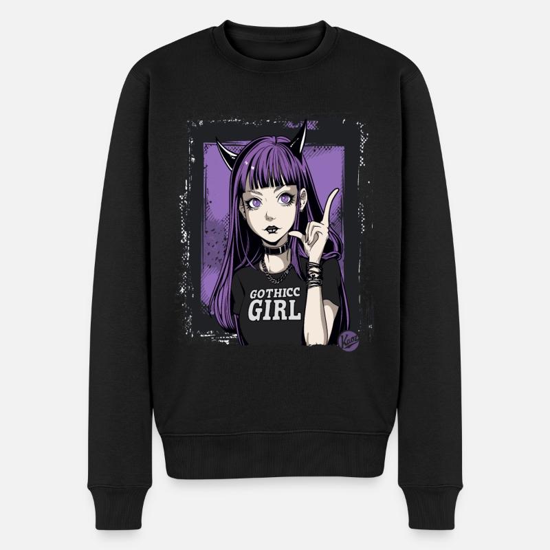 Süß und Cool: Gothic-Girl - Männer Premium Bio Pullover - Schwarz