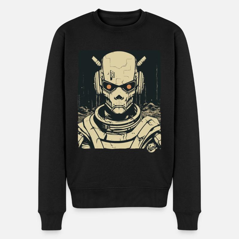 Super Humanoider Totenkopf Schädel Androide Mecha - Männer Premium Bio Pullover - Schwarz