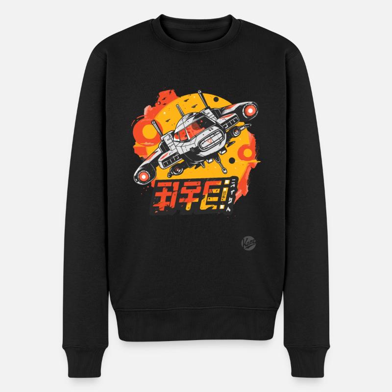 Retro-Funk-Space-Jet im Anime-Stil - Männer Premium Bio Pullover - Schwarz