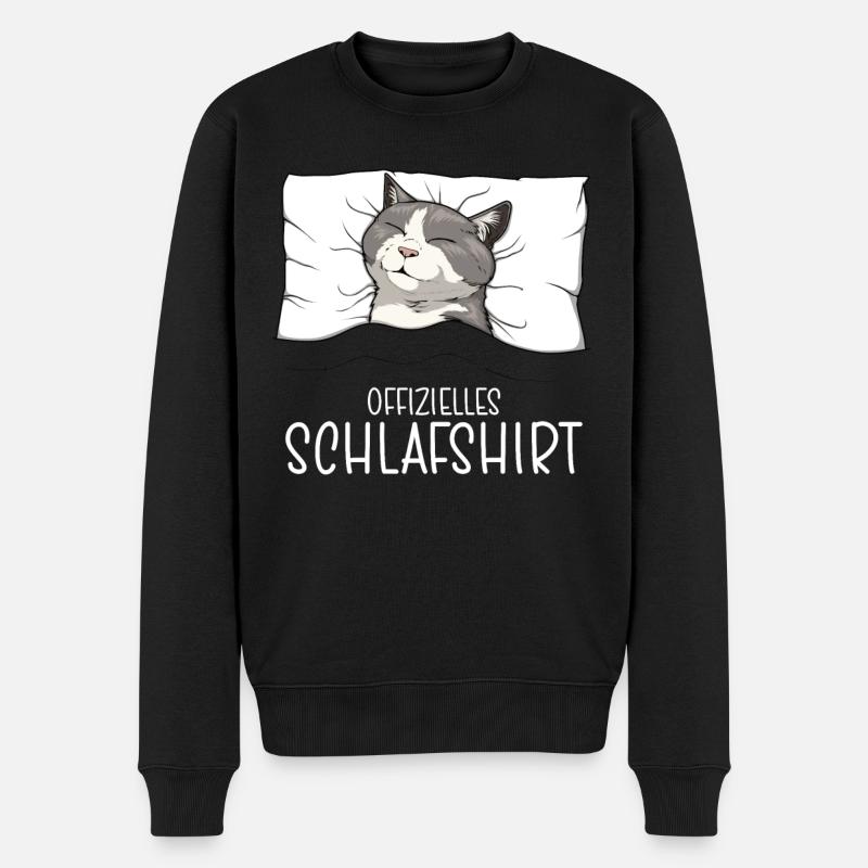 Offizielles Schlafshirt Munchkin Katze Schlafanzug - Männer Premium Bio Pullover - Schwarz