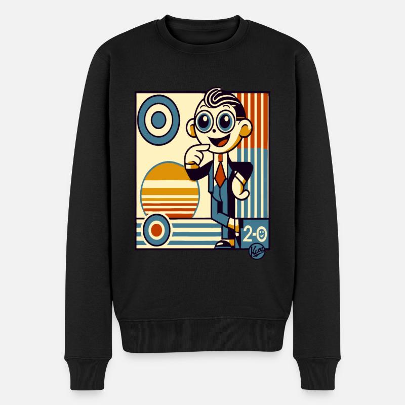 Retro Cartoon Gentleman im Stil der 20er Deco-Art - Männer Premium Bio Pullover - Schwarz