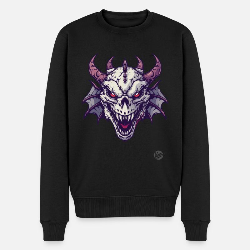 L’horreur du dragon crâne - Pull Premium bio Homme - noir
