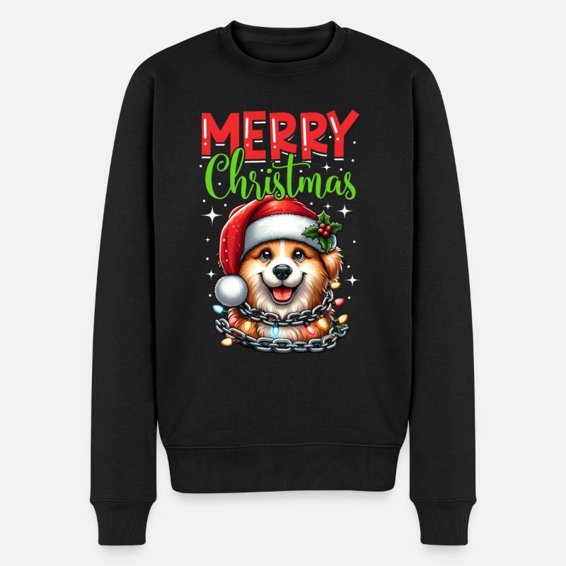 Noël Chien Joyeux Noël - Pull Premium bio Homme - noir