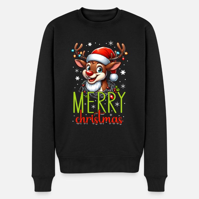 Noël Renne Joyeux Noël - Pull Premium bio Homme - noir
