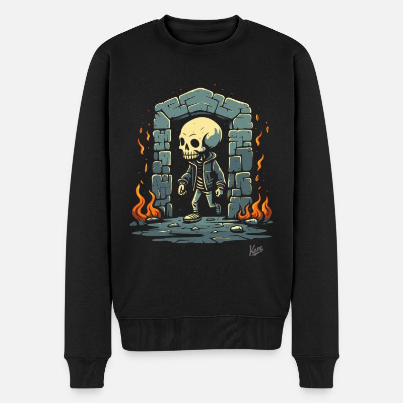 Skelett Dungeon Showtime - Männer Premium Bio Pullover - Schwarz