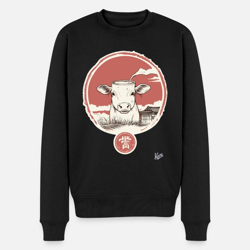 Abstrakte Kuh mit Milch - Männer Premium Bio Pullover - Schwarz
