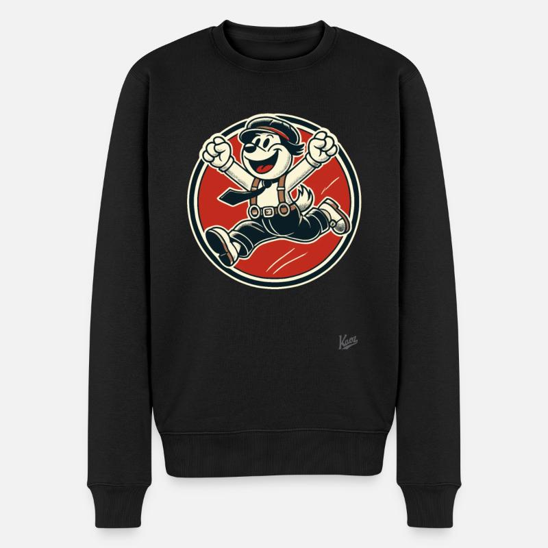 Fröhlicher Retro-Hunde-Junge - Männer Premium Bio Pullover - Schwarz