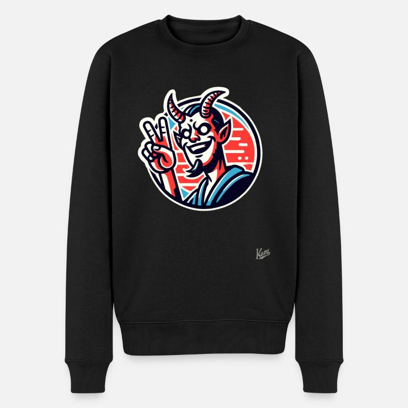 Peace-Zeichen vom Swag-Teufel - Männer Premium Bio Pullover - Schwarz