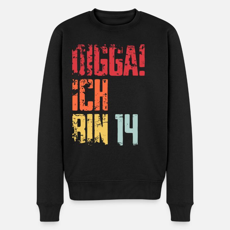 14. Geburtstag 14 Jahre Geschenk Spruch - Männer Premium Bio Pullover - Schwarz