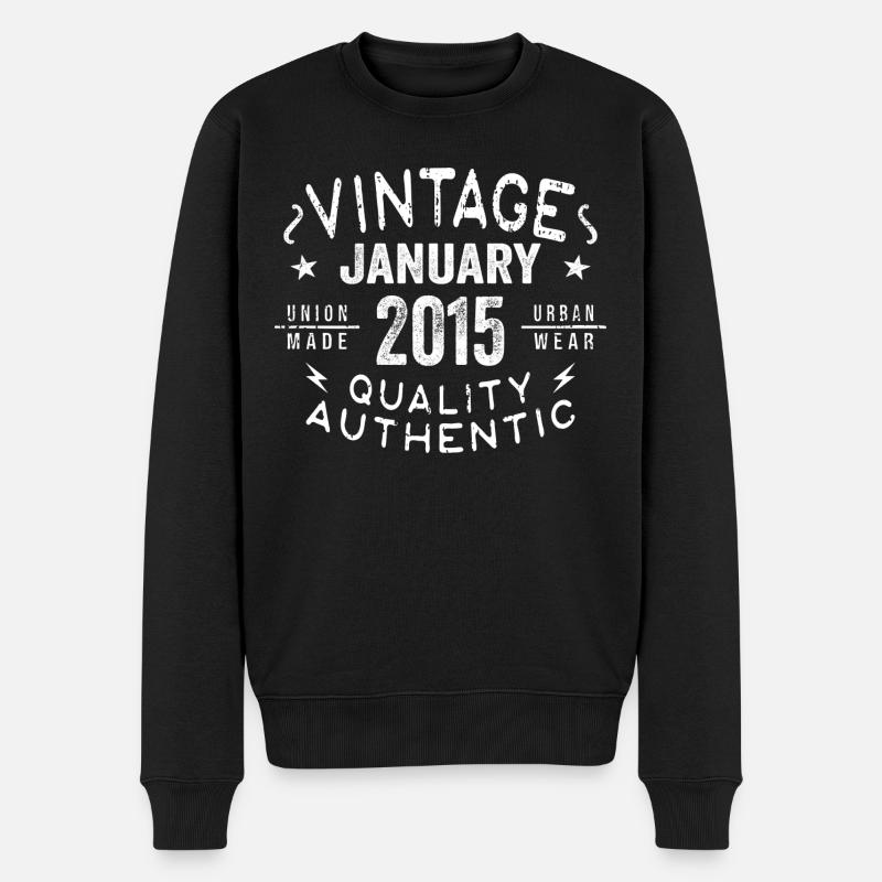 Geburtstagsgeschenk 2015 - geboren im Januar 2015 - Männer Premium Bio Pullover - Schwarz