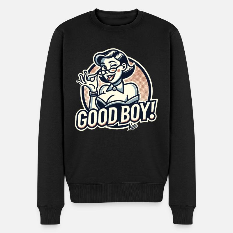 Schöne strenge Nerd-Dame: Braver Junge! - Männer Premium Bio Pullover - Schwarz