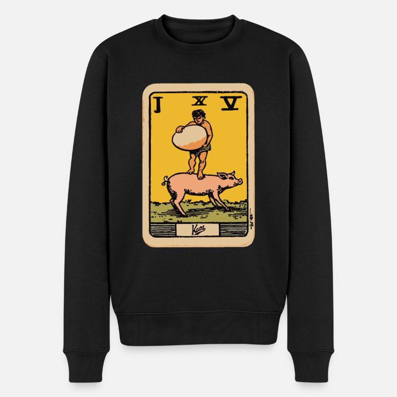 Carte de tarot enfant avec oeuf sur cochon - Pull Premium bio Homme - noir