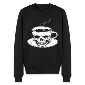 Coffee in the skull - Men's Premium Organic Jumper - black - Front - Nico (187cm)