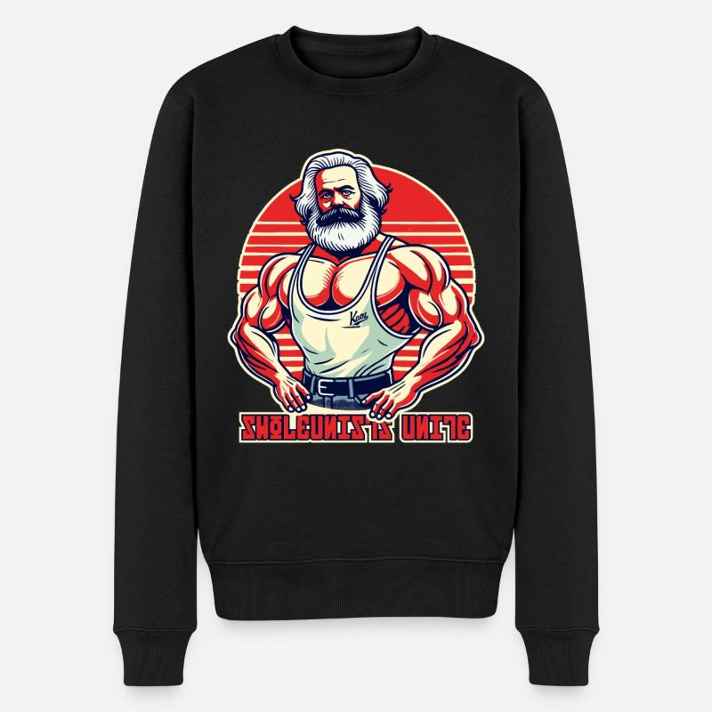 Swoleunisten vereinigt euch, Gym Bodybuilder Marx - Männer Premium Bio Pullover - Schwarz