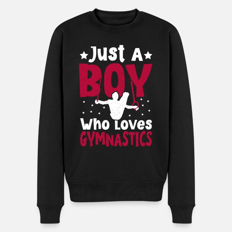 Nur ein Junge, der Gymnastik liebt - Männer Premium Bio Pullover - Schwarz