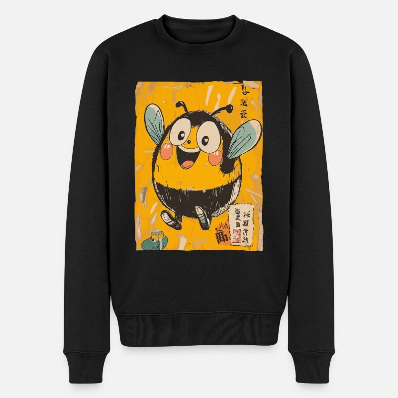 Abeille japonaise potelée joyeuse - Pull Premium bio Homme - noir