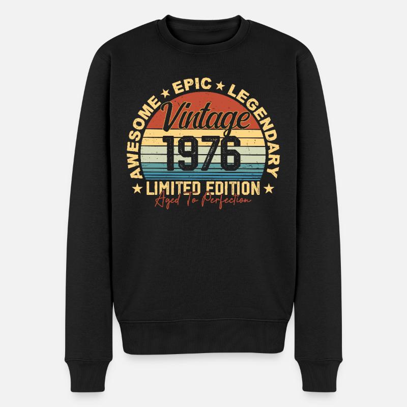 Retro 1976 Jahrgang Geburtstag 1976 Geschenk 1976 - Männer Premium Bio Pullover - Schwarz