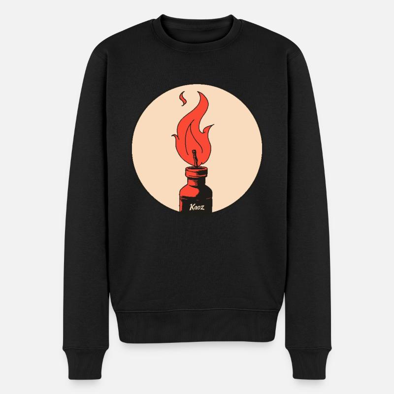 Die Flamme der Freiheit - Männer Premium Bio Pullover - Schwarz