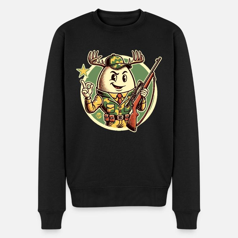 Jäger-Ei mit Hirschgeweih - Männer Premium Bio Pullover - Schwarz