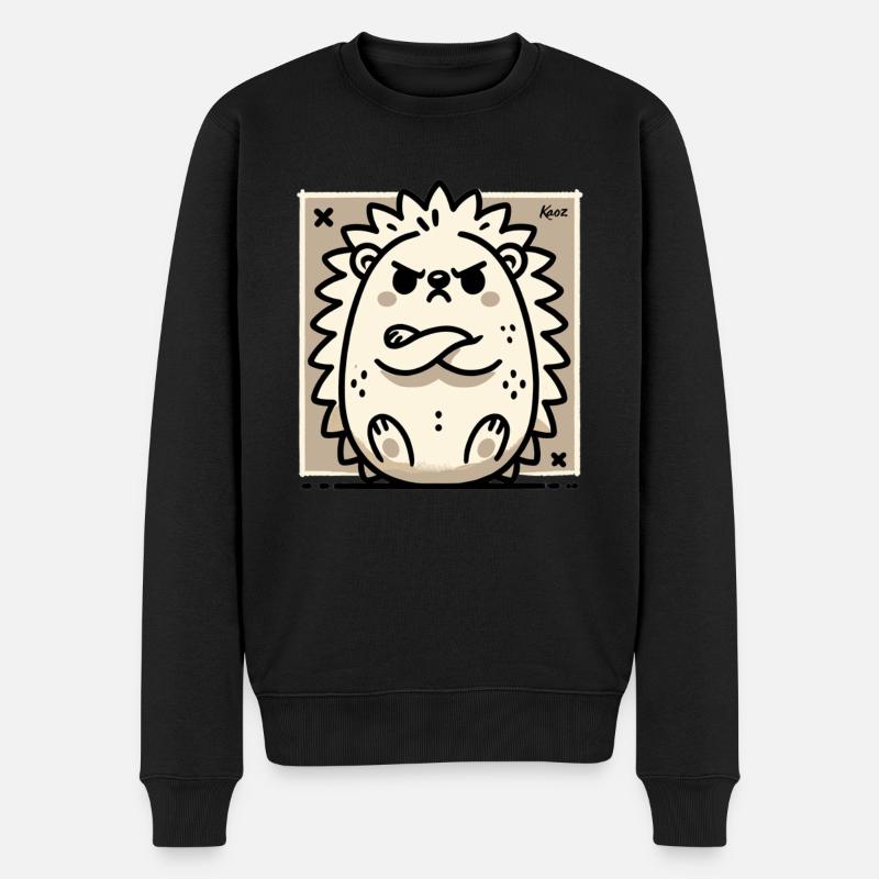 Hérisson mignon boudeur et offensé - Pull Premium bio Homme - noir