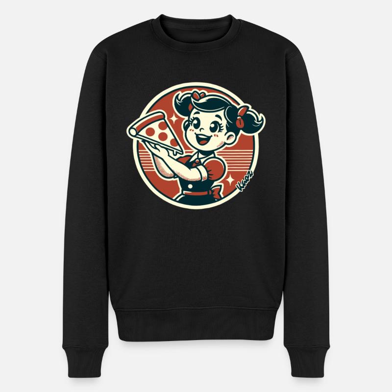 Petite fille avec pizza - Pull Premium bio Homme - noir