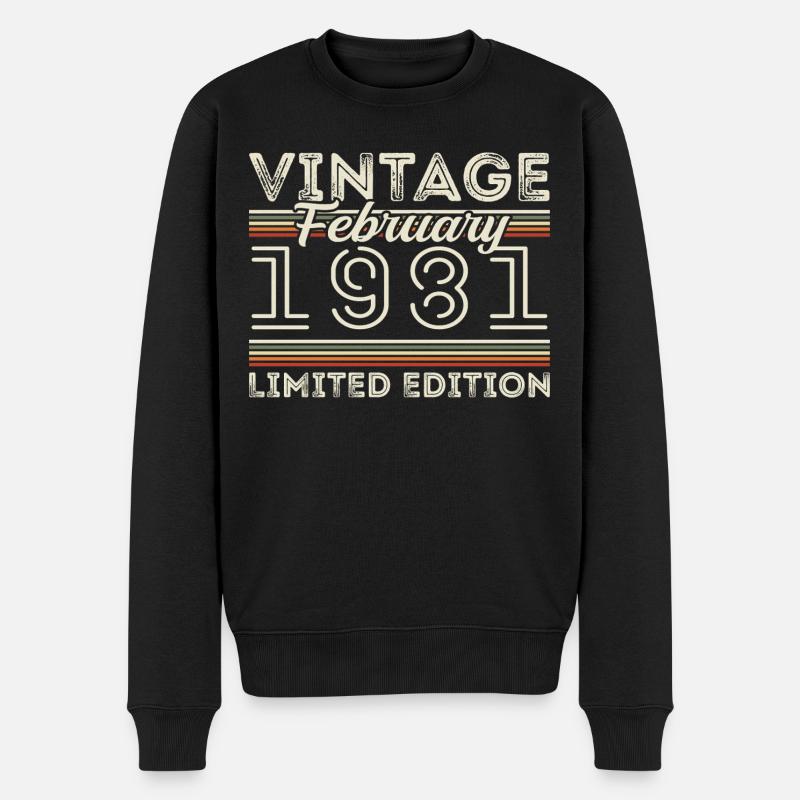 Februar 1981 Geschenk zum Jahrestag - Februar 1981 - Männer Premium Bio Pullover - Schwarz