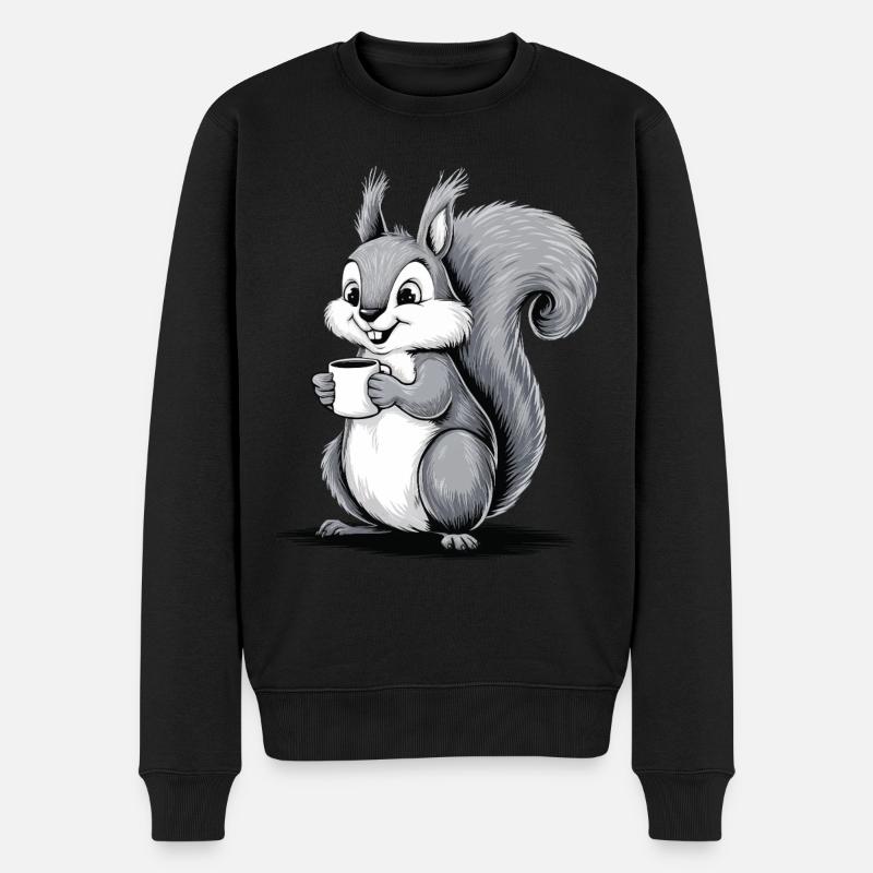 Écureuil Eichhörnchen Boire Café Caféine - Pull Premium bio Homme - noir
