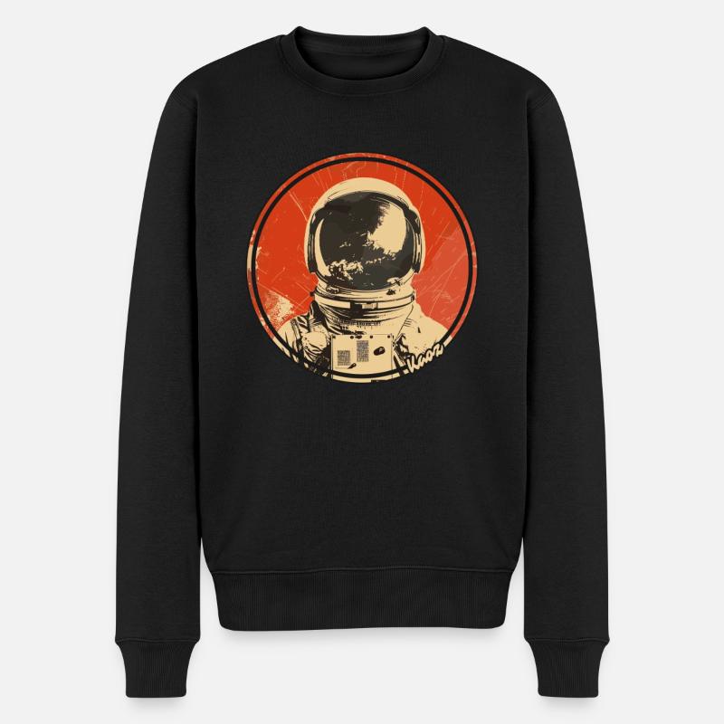 Conception spatiale rétro astronaute - Pull Premium bio Homme - noir