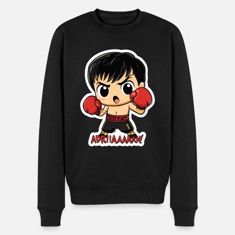 Chibi Boxer – Kampfgeist mit Kultzitat - Männer Premium Bio Pullover - Schwarz