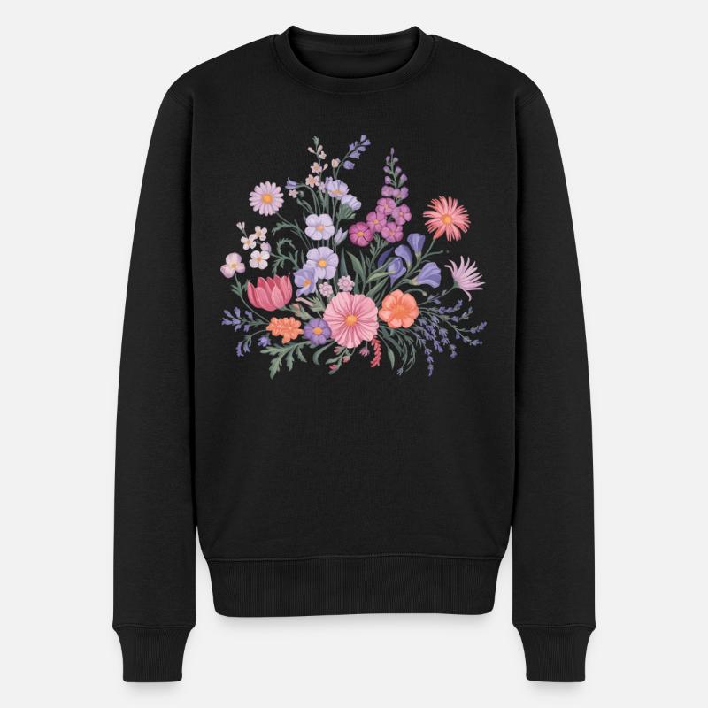 Jardinier de fleurs florales de fleurs sauvages colorées - Pull Premium bio Homme - noir