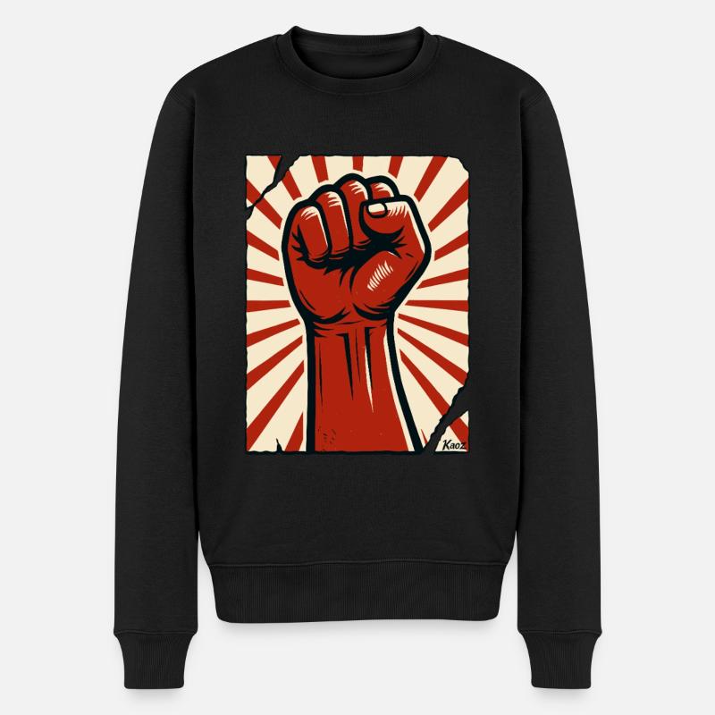Rote Faust – Kraft und Widerstand - Männer Premium Bio Pullover - Schwarz