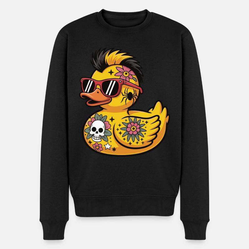 Tätowierte Gummiente im Punk-Stil Accessoires - Männer Premium Bio Pullover - Schwarz
