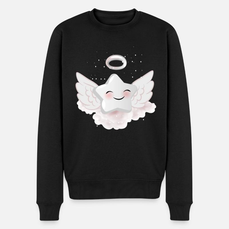 Hvid stjerne med vinger - Økologisk premium-sweatshirt til mænd - sort