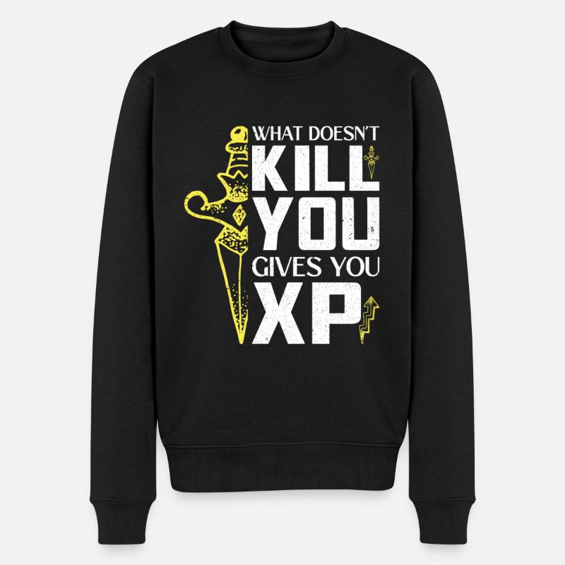 What doesnt kill you gives you XP,Gaming - Männer Premium Bio Pullover - Schwarz