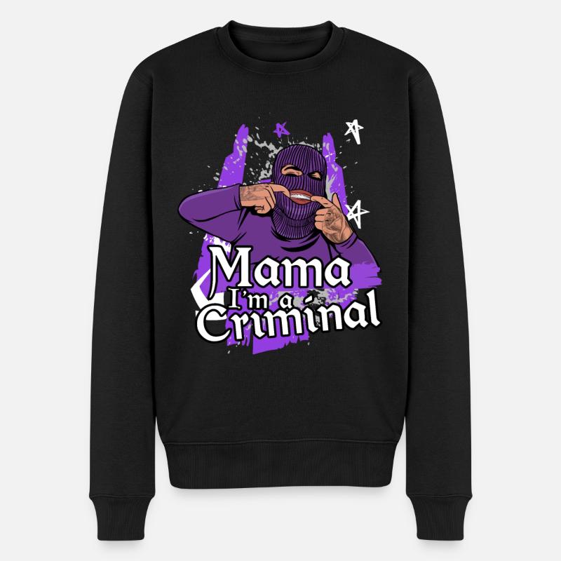 Mama i’m a Criminal - Pull Premium bio Homme - noir