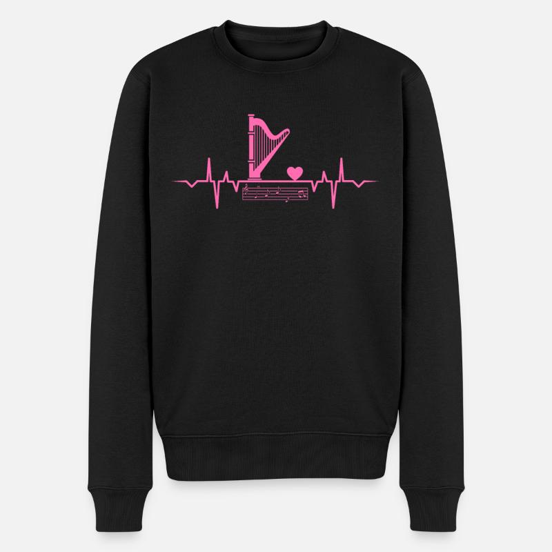 Harfenspieler Harfenspielerin Saite Saiten Harfe - Männer Premium Bio Pullover - Schwarz