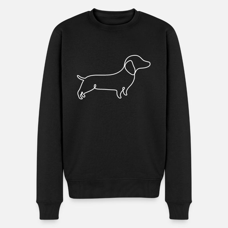 Single Line Design - Dackel - Männer Premium Bio Pullover - Schwarz