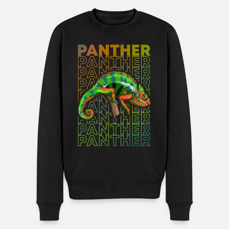 Panther Chamäleon Reptilienhüter - Männer Premium Bio Pullover - Schwarz