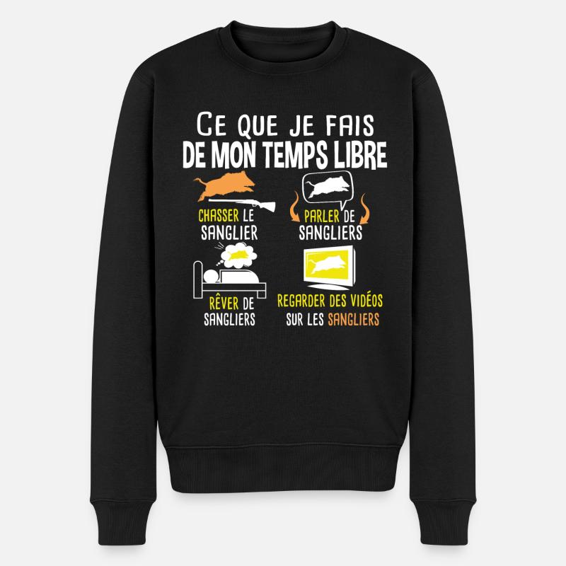 Sanglier Cadeau Chasseur Chasse - Pull Premium bio Homme - noir