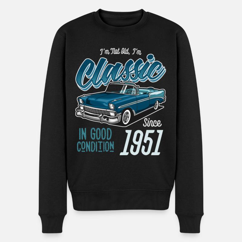 Ich bin nicht alt Ich bin Oldtimer Jahrgang 1951 - Männer Premium Bio Pullover - Schwarz
