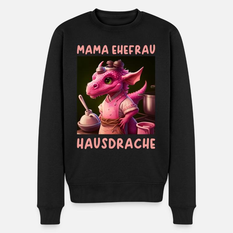 Ehefrau Mama Hausdrache - Männer Premium Bio Pullover - Schwarz