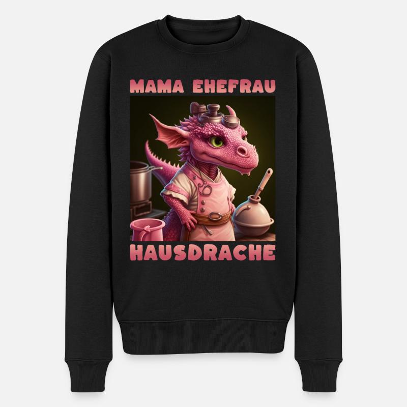 Ehefrau Mama Hausdrache - Männer Premium Bio Pullover - Schwarz