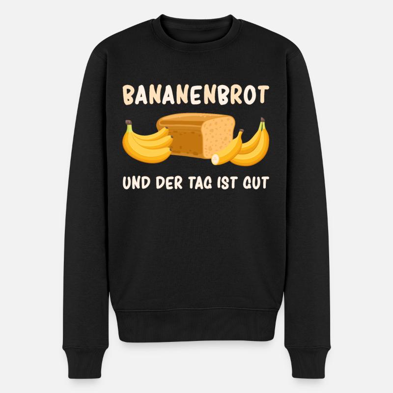 Bananenbrot und der Tag ist gut - Männer Premium Bio Pullover - Schwarz