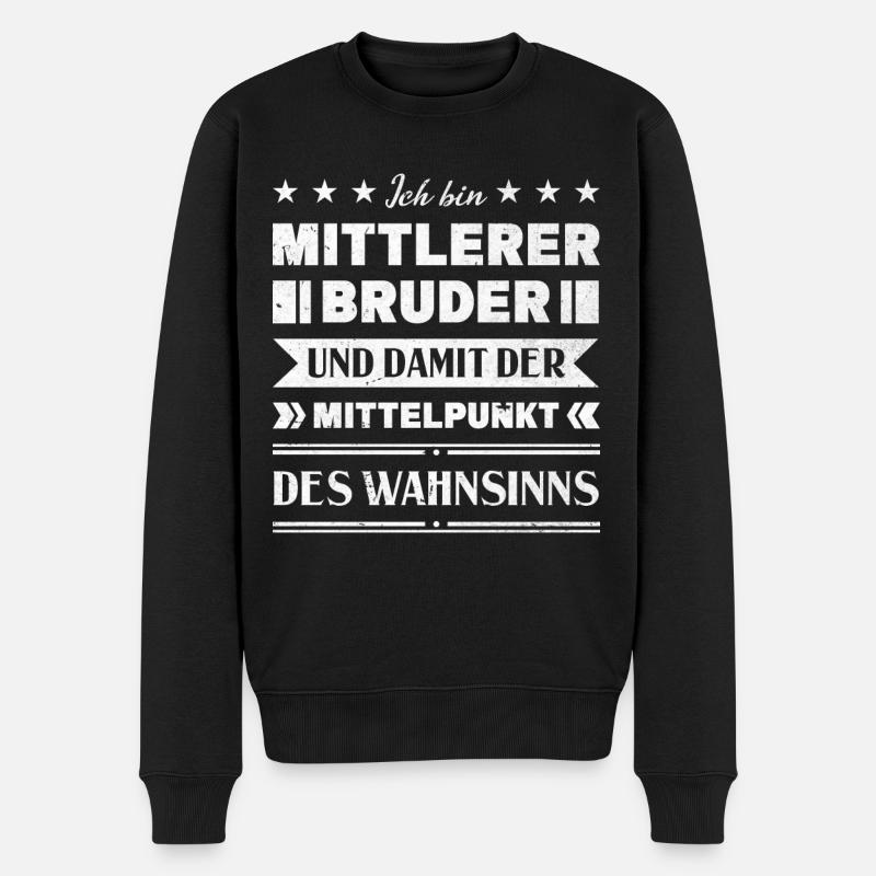 Mittelkind Sandwichkind Mittlerer Bruder - Männer Premium Bio Pullover - Schwarz