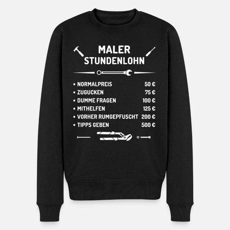 Maler Stundenlohn - Männer Premium Bio Pullover - Schwarz