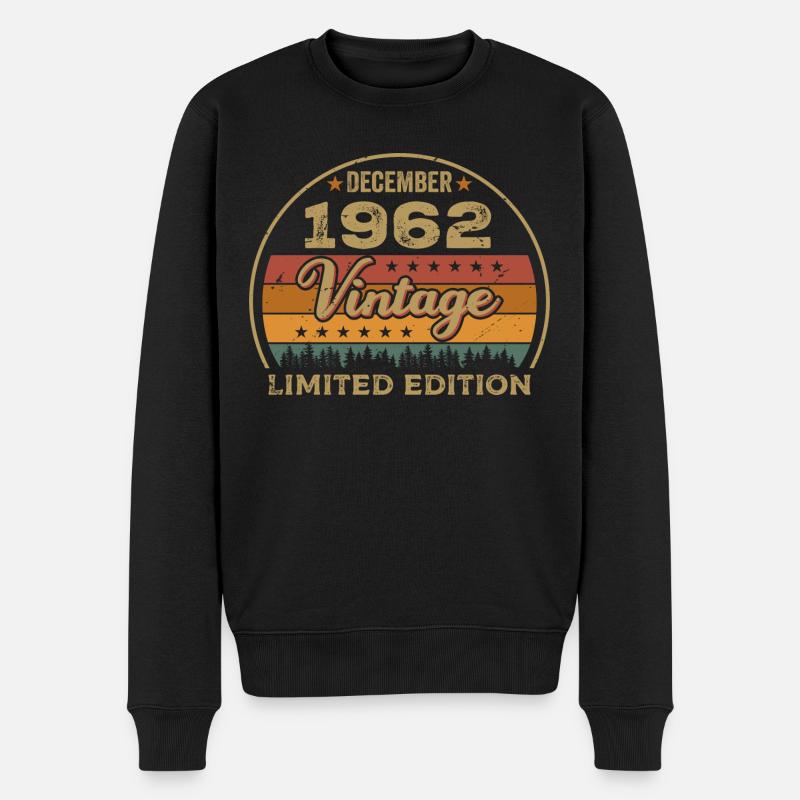 Geburtstag Dezember 1962 Geschenk Dezember 1962 - Männer Premium Bio Pullover - Schwarz